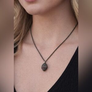 NWOT Kurt Geiger Gunmetal Rainbow Pave Crystal Eagle Pendant Necklace